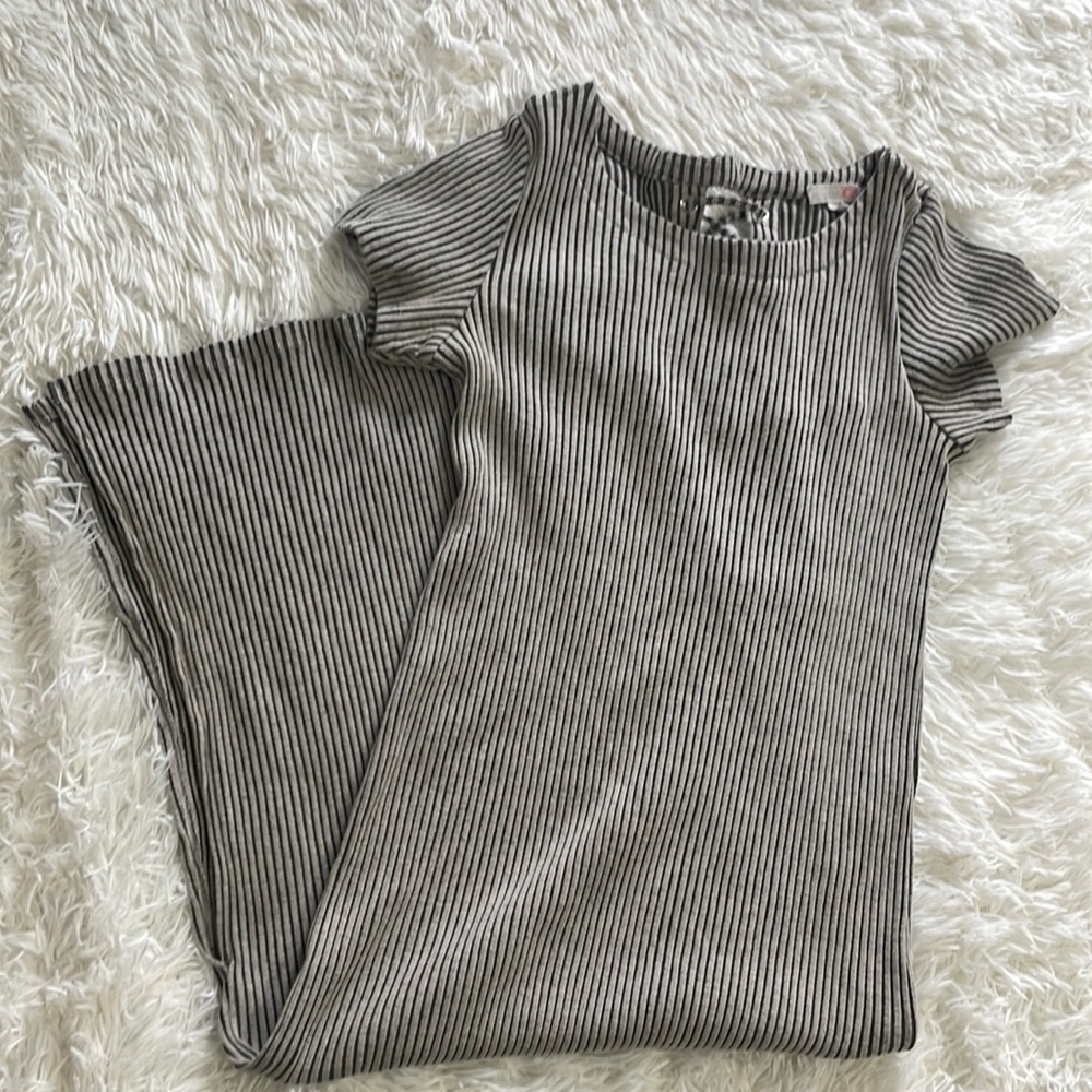 GB girls Gray and Black Striped Midi Dress